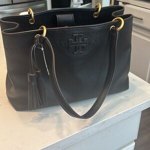 Tory Burch Black Leather Tote Bag